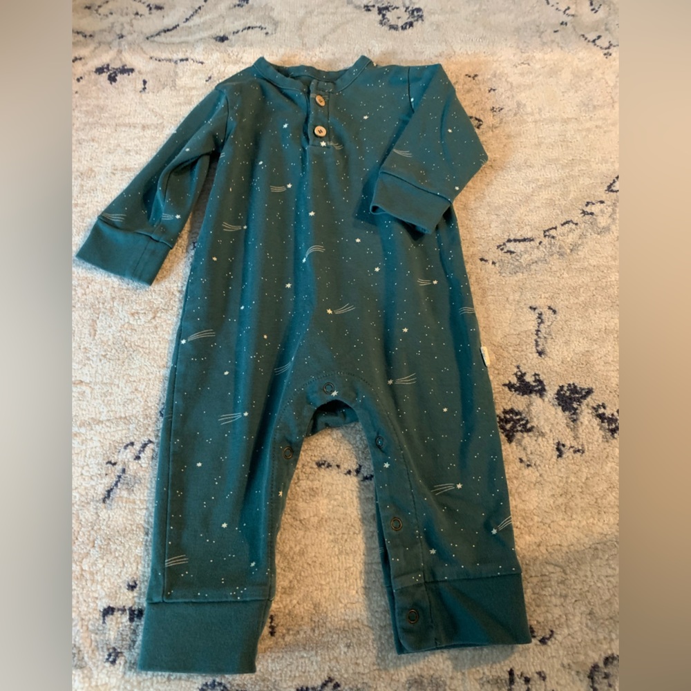 Coveralls- Red Caribou, dk green, 3-6m, EUC